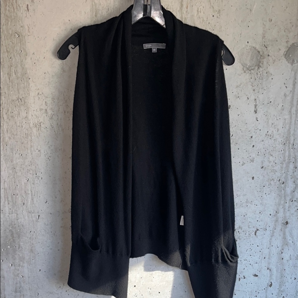 Black Open Front Women's cashmere Sweater
